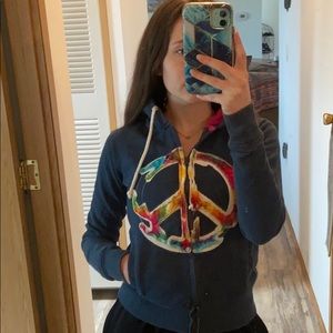 Peace sign zip up hoodie